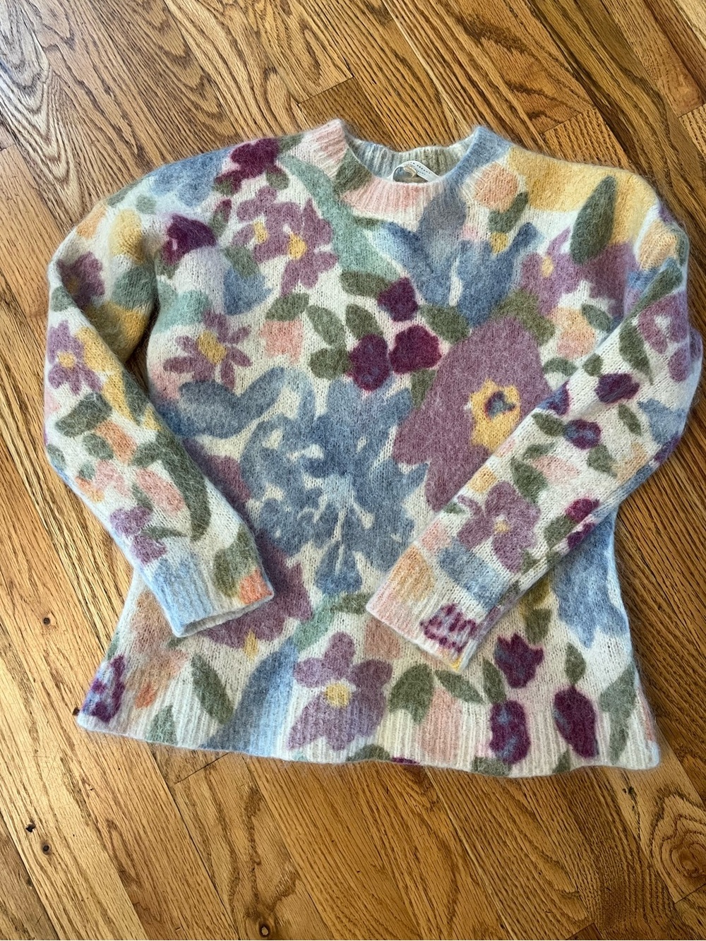 Sézane Malory Jumper Floral Mohair Wool Blend Knit Sweater (read)